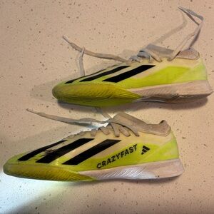 adidas X CRAZYFAST.3 Indoor Soccer Shoes, neon yellow, White, Kid's Unisex, US 3
